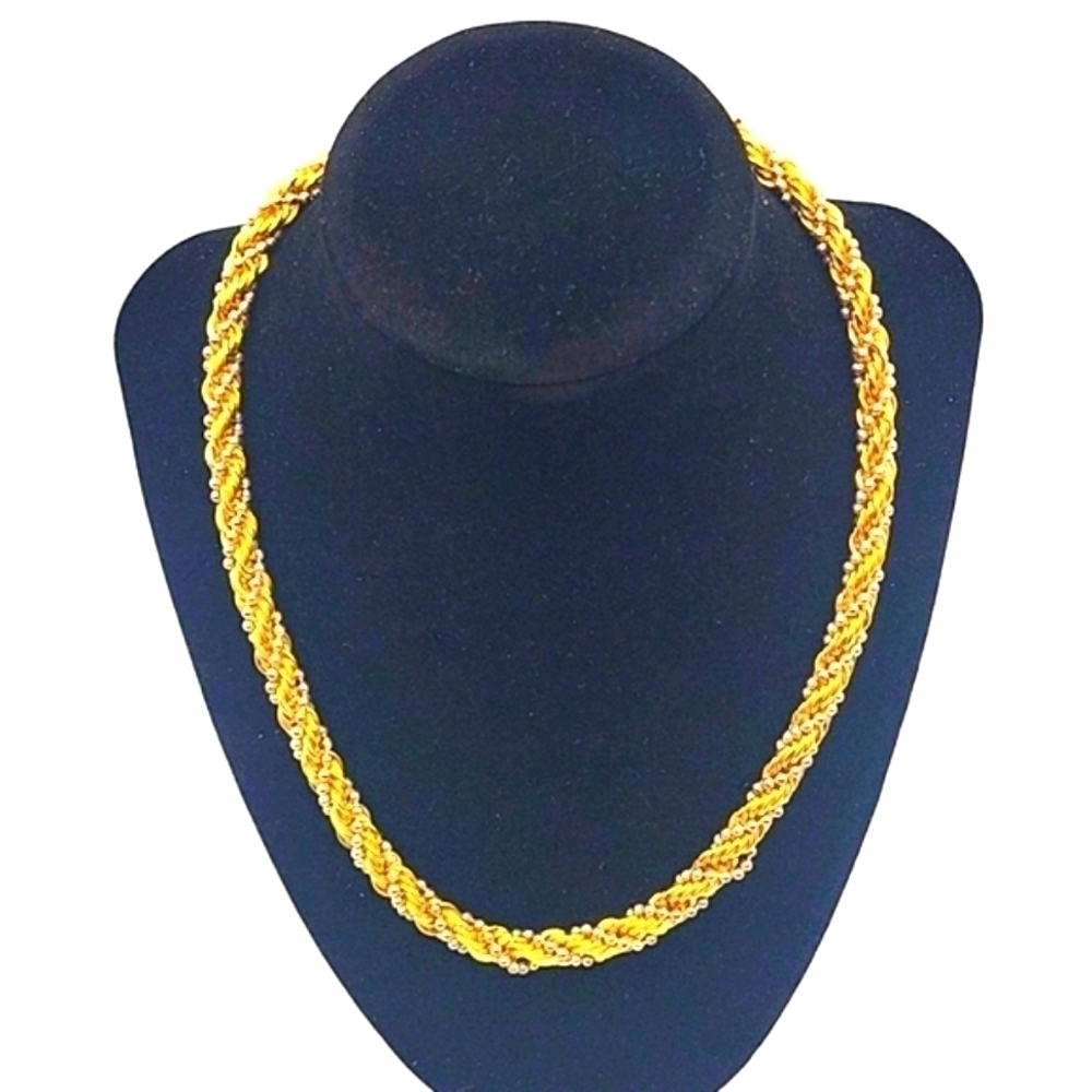 Vintage Gold Tone Twisted Rope Chain Silver Detail